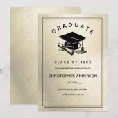 Afstuderen Gold met Afstudeerder Pet Diploma Aankondiging (Voorkant / Achterkant)