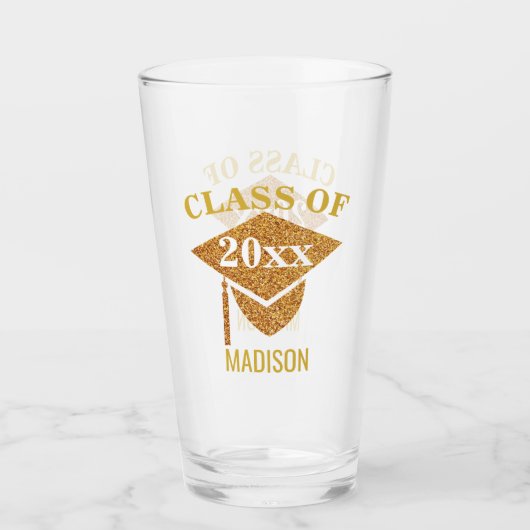 Afstuderen Gold Mortarboard Tassel Fun Reunion Glas