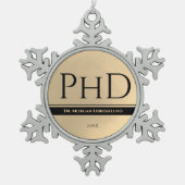 Afstuderen Gold Name Jaar PhD Tin Sneeuwvlok Ornament (Voorkant)