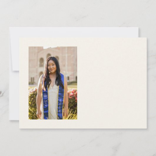 Afstuderen Gold Navy Faux Folie Flat Hartelijk dan Bedankkaart (Achterkant)