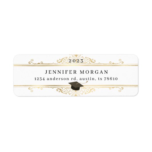 Afstuderen Gold ornament elegant retouradres Etiket (Voorkant)
