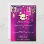 Afstuderen Gold Pet Glitter Holograaf PINK 3D Kaart (Voorkant)