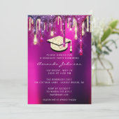 Afstuderen Gold Pet Glitter Holograaf PINK 3D Kaart (Staand voorkant)
