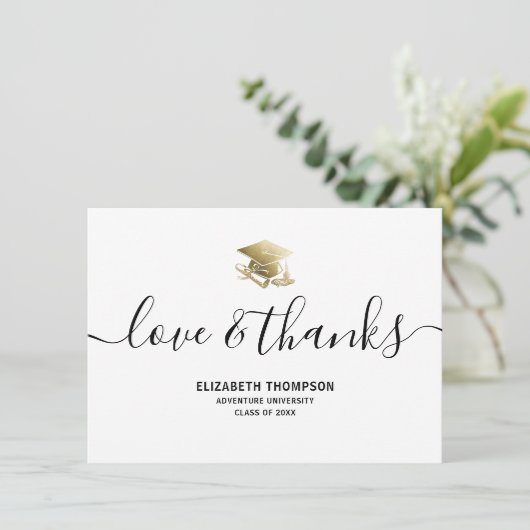 Afstuderen Gold Pet Love & Bedankt Modern Script (Staand voorkant)