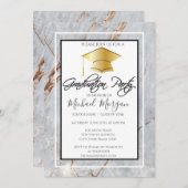 Afstuderen Gold Pet Marble Stone Graduparty Kaart (Voorkant / Achterkant)