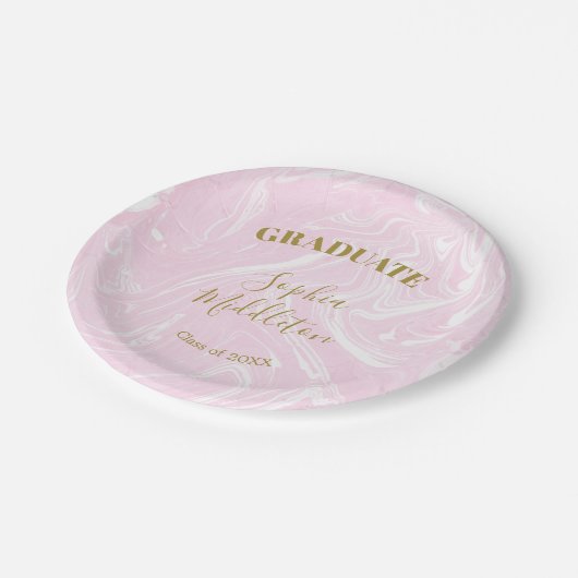 Afstuderen Gold Pink Modern Personal Papieren Bordje (Gekanteld)
