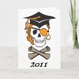 Afstuderen Gold Pirate Skull Kaart