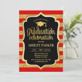 Afstuderen - Gold Red Black Stripes Kaart (Staand voorkant)