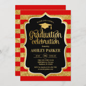 Afstuderen - Gold Red Black Stripes Kaart (Voorkant / Achterkant)