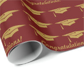 Afstuderen Gold Red Gift Wrap Cadeaupapier (Rol Hoek)