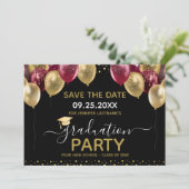 Afstuderen Gold Red Save the Date Invitation Kaart (Staand voorkant)
