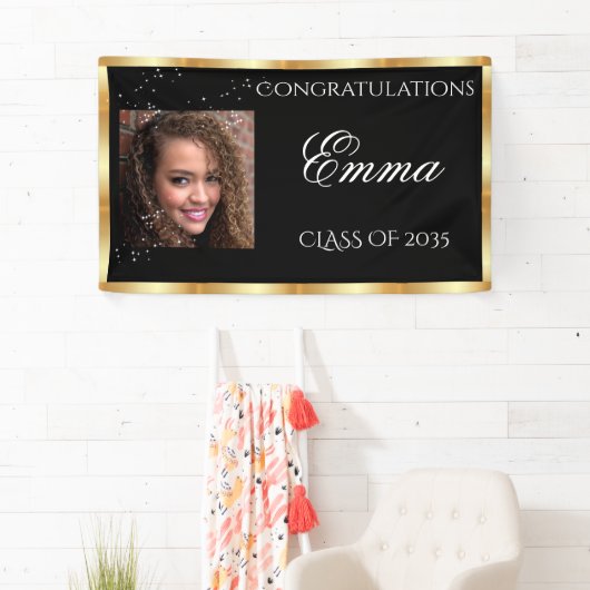 Afstuderen Gold Satin - Persoonlijke foto Spandoek (Insitu)