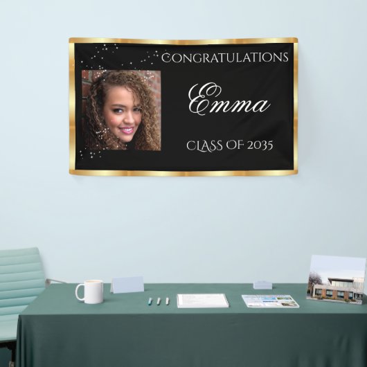 Afstuderen Gold Satin - Persoonlijke foto Spandoek (Beurs)