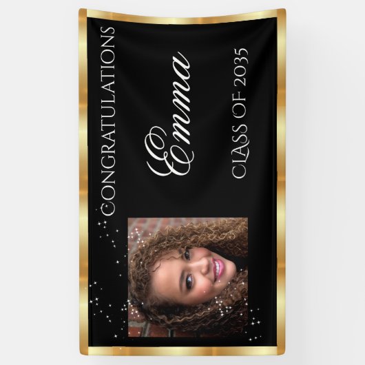 Afstuderen Gold Satin - Persoonlijke foto Spandoek (Verticaal)