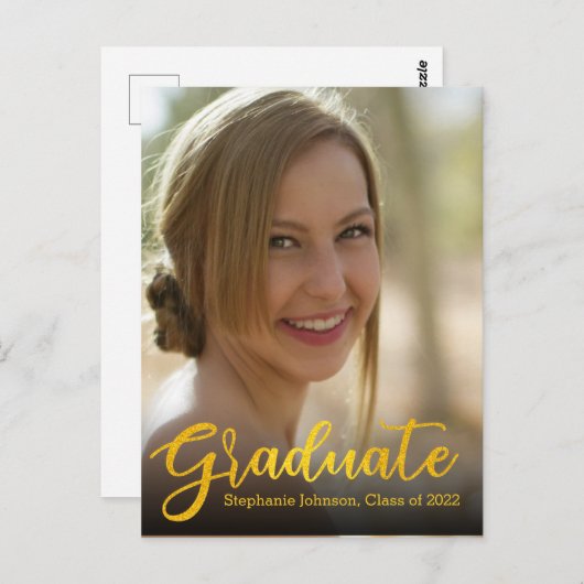 Afstuderen Gold Script Photo Class 2022-Afstuderen Briefkaart (Voorkant / Achterkant)