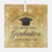 Afstuderen Gold Sparkle Custom School Kerstmis Glas Ornament (Voorkant)