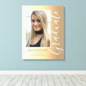 Afstuderen Gold Stylish Script Modern Photo Canvas Afdruk (Insitu (Houten vloer))
