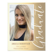 Afstuderen Gold Stylish Script Modern Photo Foto Afdruk (Voorkant)
