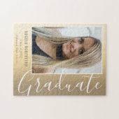 Afstuderen Gold Stylish Script Modern Photo Legpuzzel (Horizontaal)