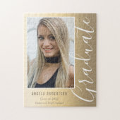 Afstuderen Gold Stylish Script Modern Photo Legpuzzel (Verticaal)
