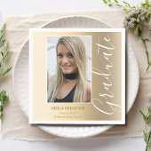 Afstuderen Gold Stylish Script Modern Photo Party Servet