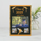 Afstuderen Gold Trim Flat Aankondiging Kaart (Staand voorkant)