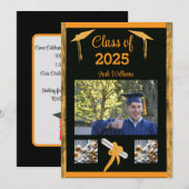 Afstuderen Gold Trim Flat Aankondiging Kaart (Voorkant / Achterkant)