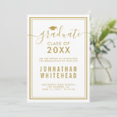 Afstuderen Gold White Aankondiging (Staand voorkant)