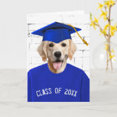 Afstuderen Golden Retriever met Blauw Pet Kaart (Gele Bloem)
