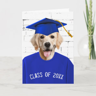 Afstuderen Golden Retriever met Blauw Pet Kaart