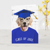 Afstuderen Golden Retriever met Blauw Pet Kaart (Gele Bloem)