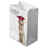 Afstuderen Golden Retriever met rood Pet Medium Cadeauzakje (Voorkant Gekanteld)