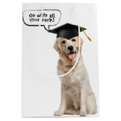 Afstuderen Golden Retriever met zwart Pet Medium Cadeauzakje (Voorkant)