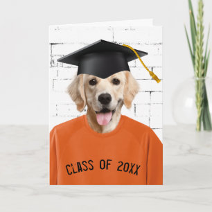 Afstuderen Golden Retriever Oranje T-shirt Kaart