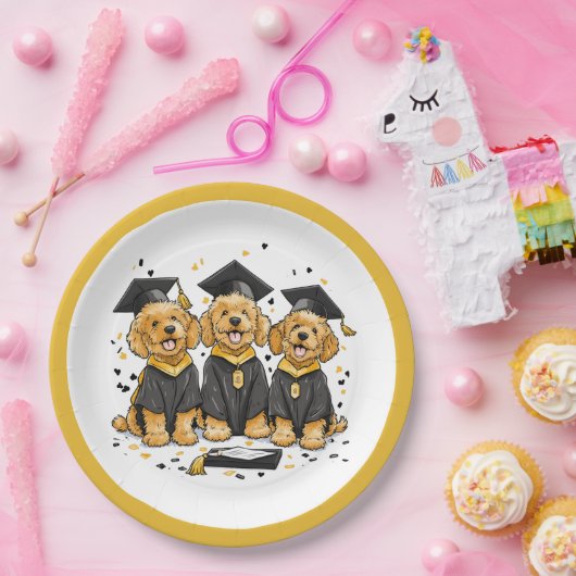 Afstuderen Goldendoodle Dogs Papieren Bordje (Feest)