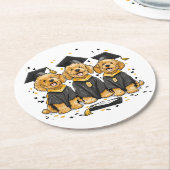 Afstuderen Goldendoodle Dogs Ronde Kartonnen Onderzetter (Gebogen)