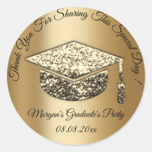 Afstuderen GoldGlitter Student Cup Favor Dank Ronde Sticker
