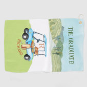 Afstuderen Golf Thema Eigen naam Monogram Clubs Golfhanddoek (Horizontaal)