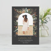 Afstuderen goud 1 foto zwarte boog botanische mode aankondiging (Staand voorkant)