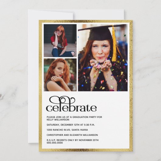 Afstuderen Goud Afstuderen Foto Kaart (Voorkant)