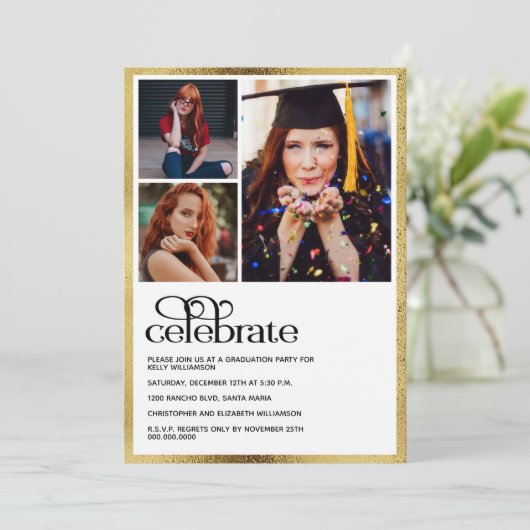 Afstuderen Goud Afstuderen Foto Kaart (Staand voorkant)