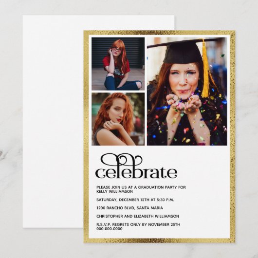 Afstuderen Goud Afstuderen Foto Kaart (Voorkant / Achterkant)