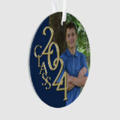 Afstuderen Goud en Blauw 2024 Foto Ornament (voorkant)