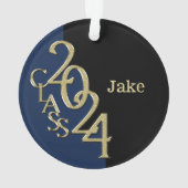 Afstuderen Goud en Blauw 2024 Foto Ornament (achterkant)