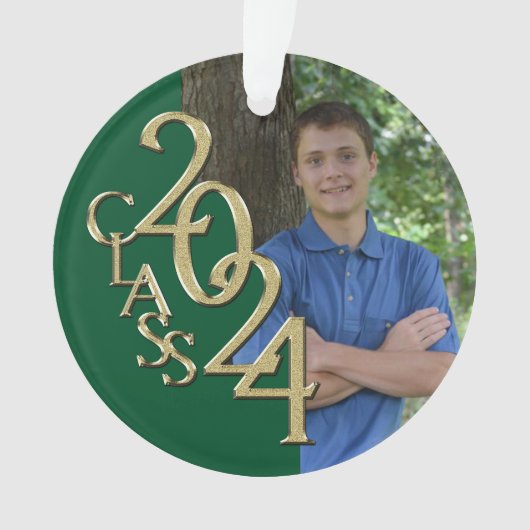 Afstuderen Goud en Groen 2024 Foto Ornament (voorkant)