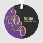 Afstuderen Goud en Paarse 2020 Foto Ornament (achterkant)