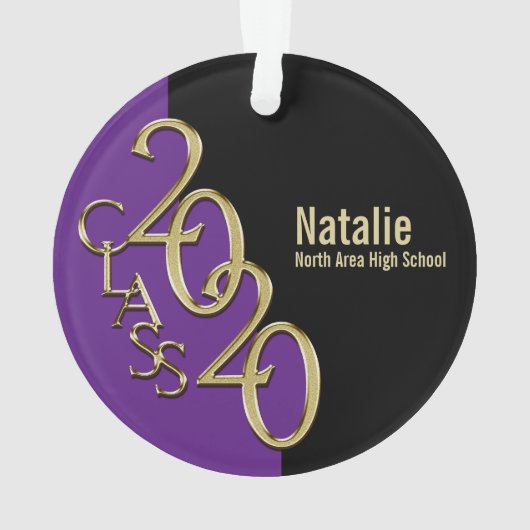 Afstuderen Goud en Paarse 2020 Foto Ornament (achterkant)