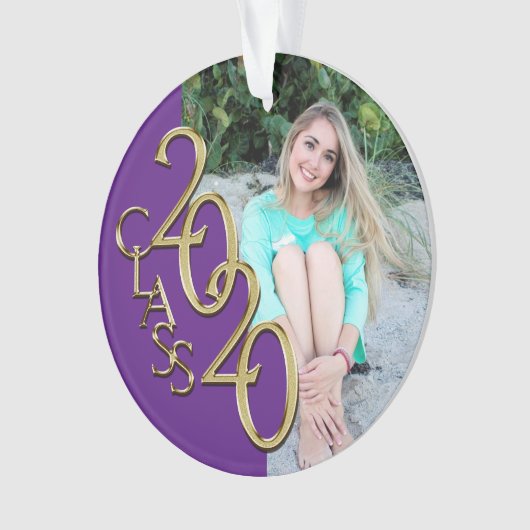 Afstuderen Goud en Paarse 2020 Foto Ornament (voorkant)