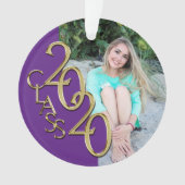 Afstuderen Goud en Paarse 2020 Foto Ornament (voorkant)