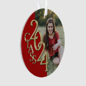 Afstuderen Goud en Rood 2024 Foto Ornament (voorkant)